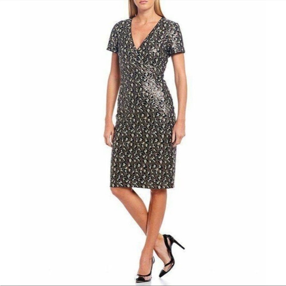 Badgley Mischka Lainey Dress Animal Print Sequin Cocktail Dress NWT